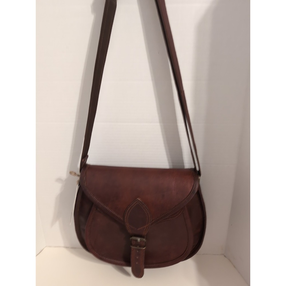 NEW Rustic Town Brown Leather Handmade‎ Crossbody Satchel Bag